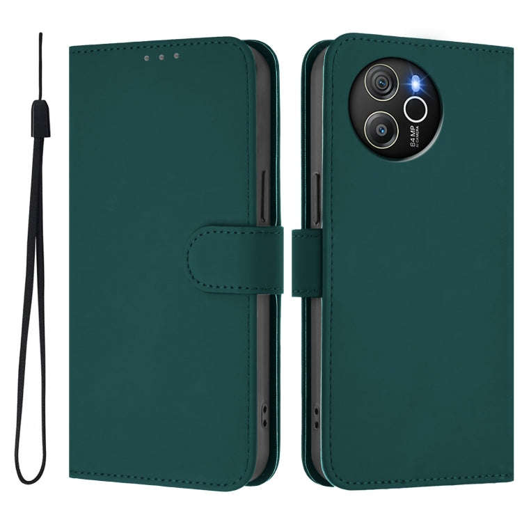 For Blackview Shark 8 / Oscal Tiger 12 Skin Feel Solid Color Leather Phone Case with Lanyard(Dark...