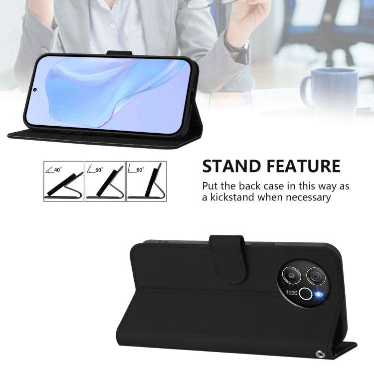 For Blackview Shark 8 / Oscal Tiger 12 Skin Feel Solid Color Leather Phone Case with Lanyard(Black)