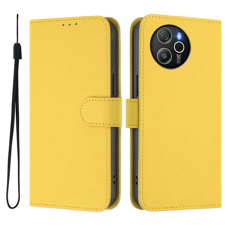 For Blackview Shark 8 / Oscal Tiger 12 Skin Feel Solid Color Leather Phone Case with Lanyard(Lemo...