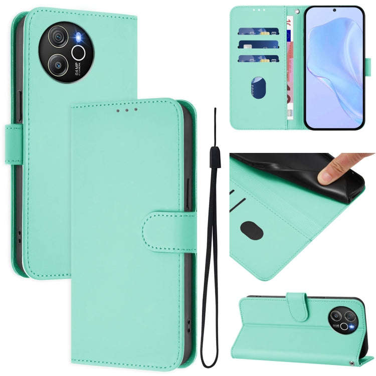 For Blackview Shark 8 / Oscal Tiger 12 Skin Feel Solid Color Leather Phone Case with Lanyard(Mint...