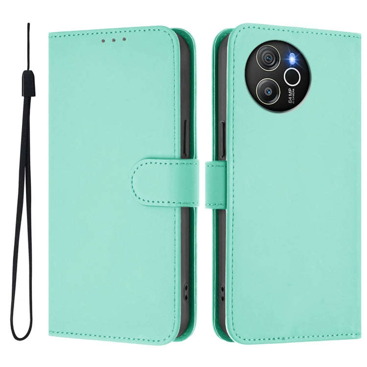 For Blackview Shark 8 / Oscal Tiger 12 Skin Feel Solid Color Leather Phone Case with Lanyard(Mint...