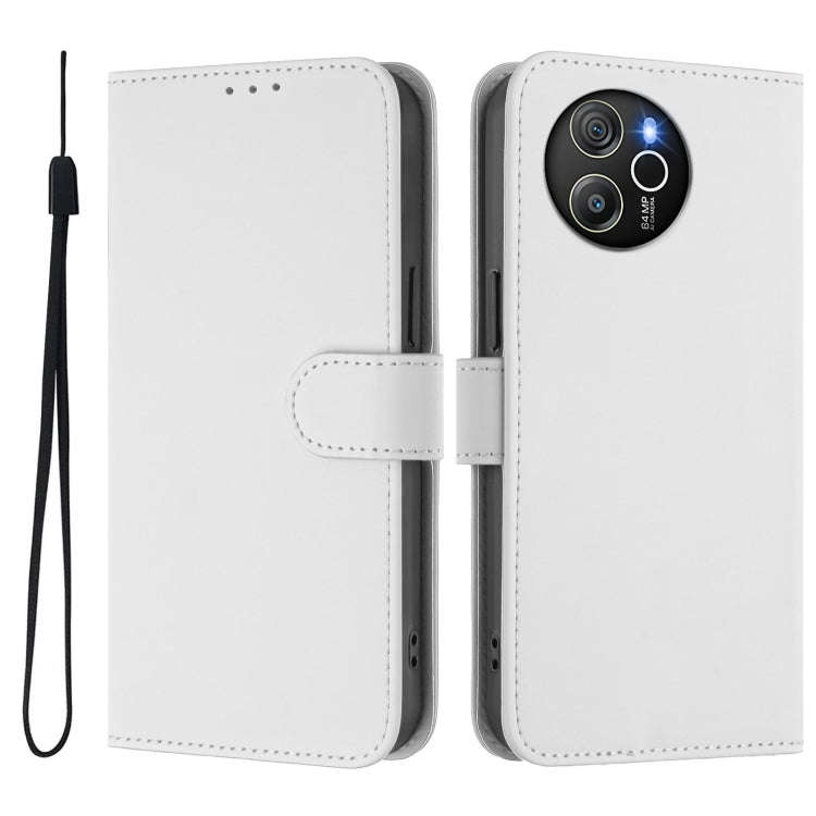 For Blackview Shark 8 / Oscal Tiger 12 Skin Feel Solid Color Leather Phone Case with Lanyard(White)