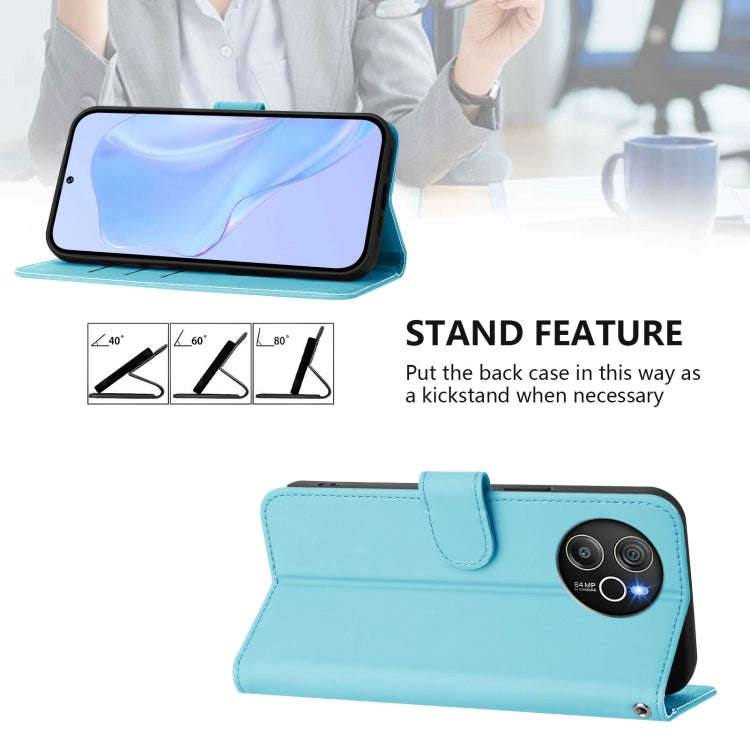 For Blackview Shark 8 / Oscal Tiger 12 Skin Feel Solid Color Leather Phone Case with Lanyard(Sky ...