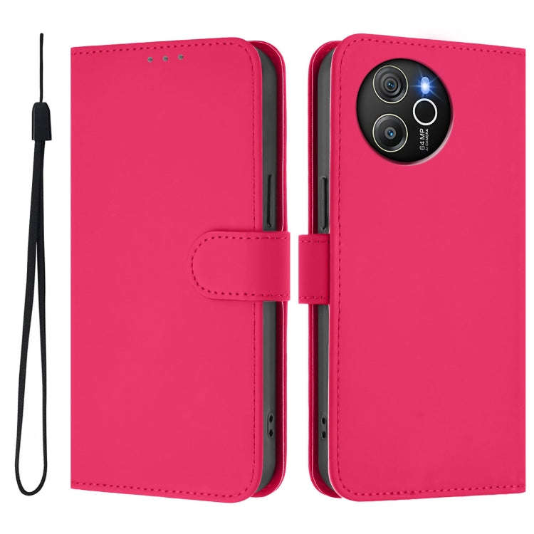 For Blackview Shark 8 / Oscal Tiger 12 Skin Feel Solid Color Leather Phone Case with Lanyard(Rose...