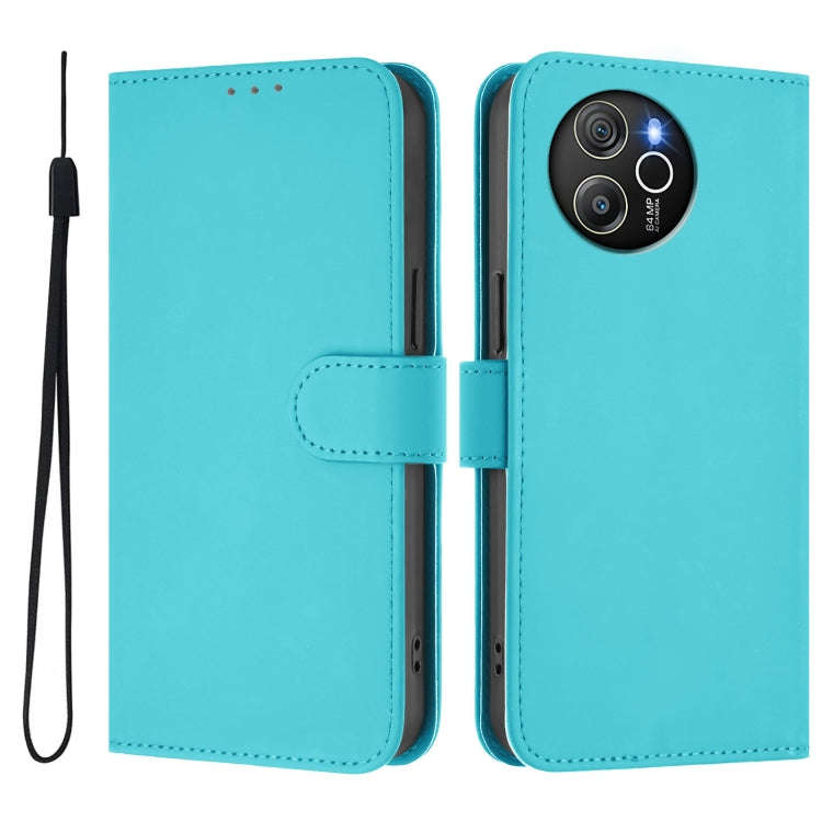 For Blackview Shark 8 / Oscal Tiger 12 Skin Feel Solid Color Leather Phone Case with Lanyard(Lake...