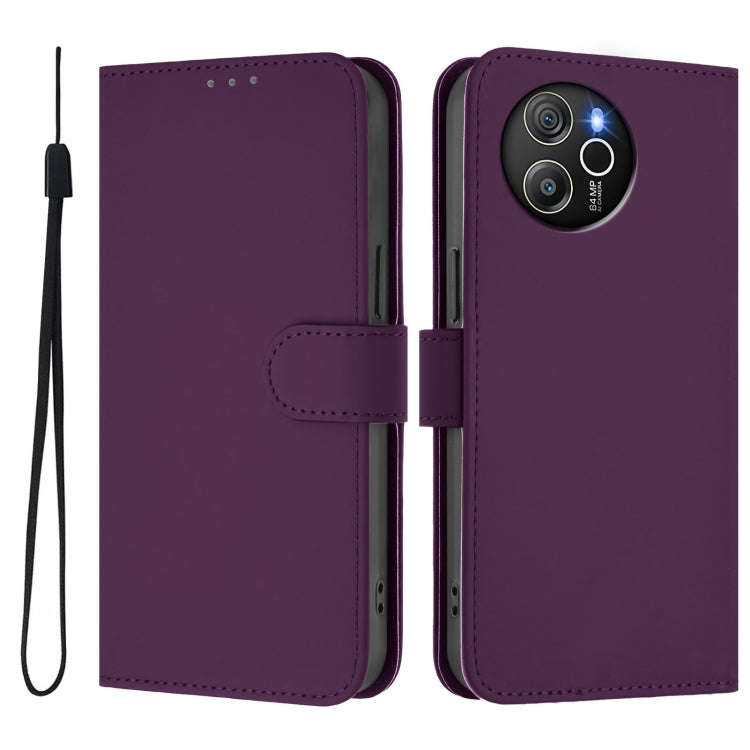 For Blackview Shark 8 / Oscal Tiger 12 Skin Feel Solid Color Leather Phone Case with Lanyard(Violet)