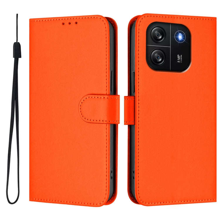 For Blackview Wave 6C Skin Feel Solid Color Leather Phone Case with Lanyard(Orange)