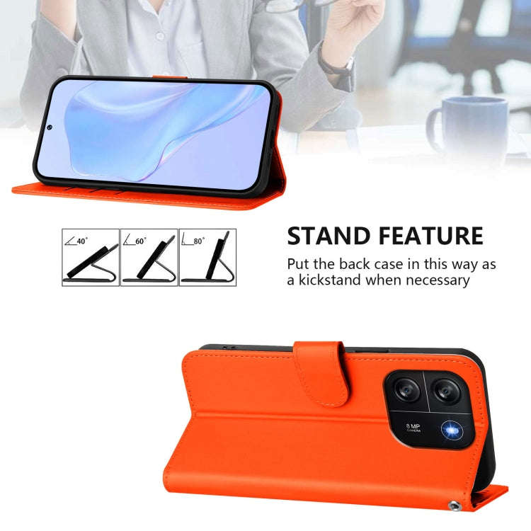 For Blackview Wave 6C Skin Feel Solid Color Leather Phone Case with Lanyard(Orange)