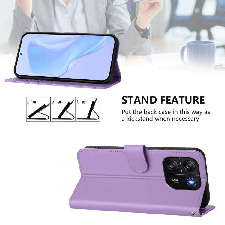 For Blackview Wave 6C Skin Feel Solid Color Leather Phone Case with Lanyard(Lavender Purple)
