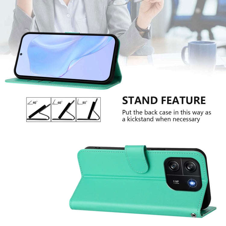 For Blackview Wave 6C Skin Feel Solid Color Leather Phone Case with Lanyard(Green)
