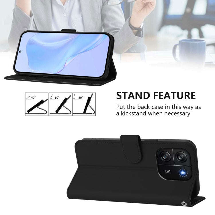For Blackview Wave 6C Skin Feel Solid Color Leather Phone Case with Lanyard(Black)