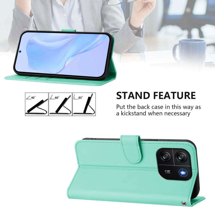 For Blackview Wave 6C Skin Feel Solid Color Leather Phone Case with Lanyard(Mint Green)