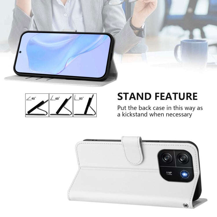 For Blackview Wave 6C Skin Feel Solid Color Leather Phone Case with Lanyard(White)