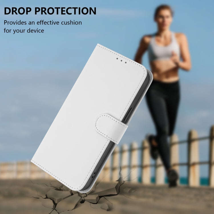 For Blackview Wave 6C Skin Feel Solid Color Leather Phone Case with Lanyard(White)