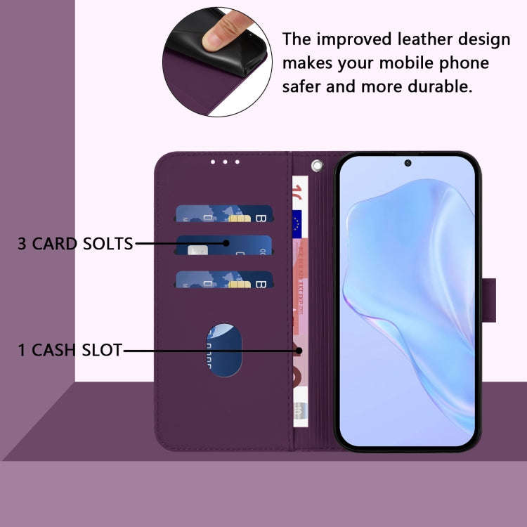 For Blackview Wave 6C Skin Feel Solid Color Leather Phone Case with Lanyard(Violet)