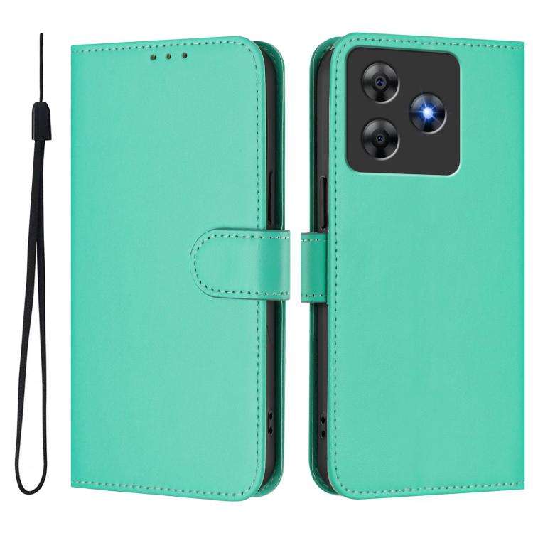 For Blackview Wave 8C Skin Feel Solid Color Leather Phone Case with Lanyard(Green)