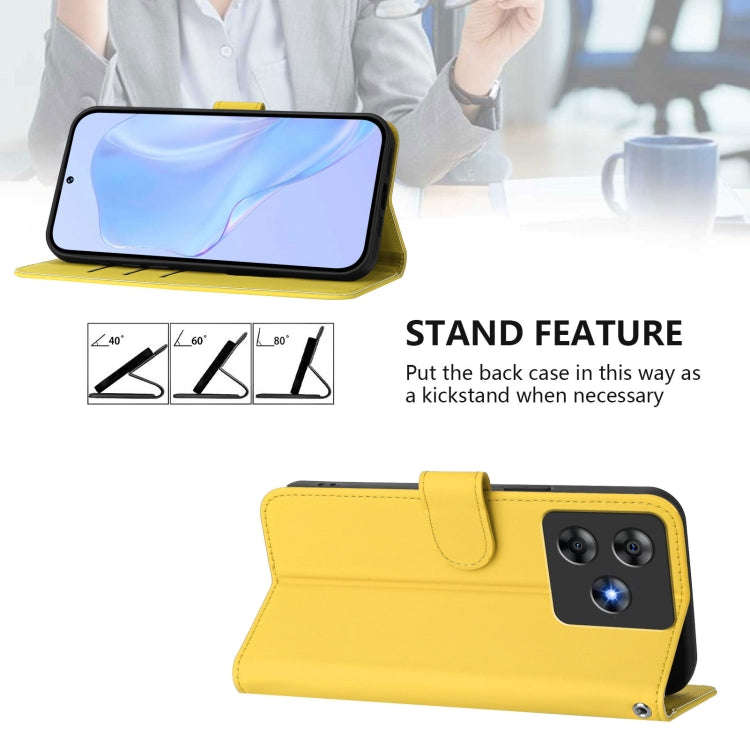 For Blackview Wave 8C Skin Feel Solid Color Leather Phone Case with Lanyard(Lemon Yellow)