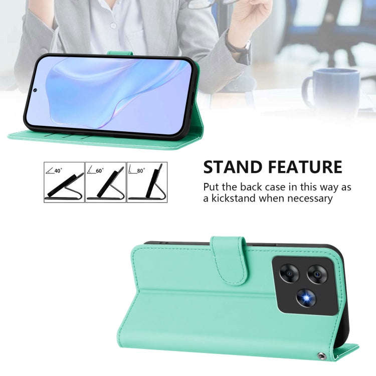 For Blackview Wave 8C Skin Feel Solid Color Leather Phone Case with Lanyard(Mint Green)