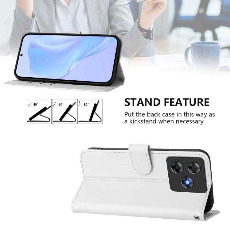 For Blackview Wave 8C Skin Feel Solid Color Leather Phone Case with Lanyard(White)
