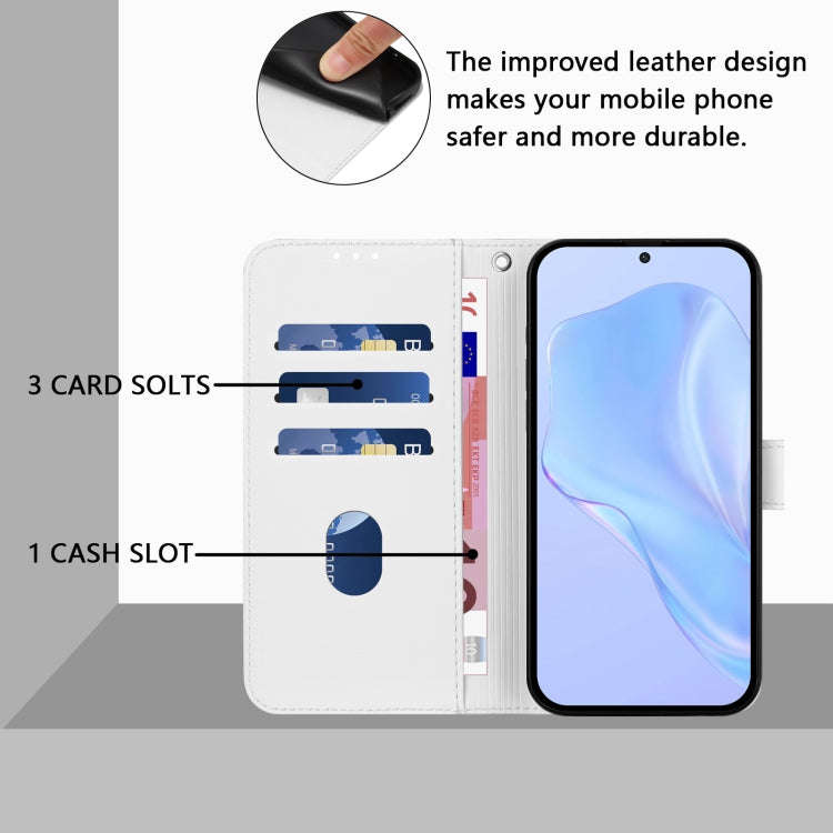 For Blackview Wave 8C Skin Feel Solid Color Leather Phone Case with Lanyard(White)