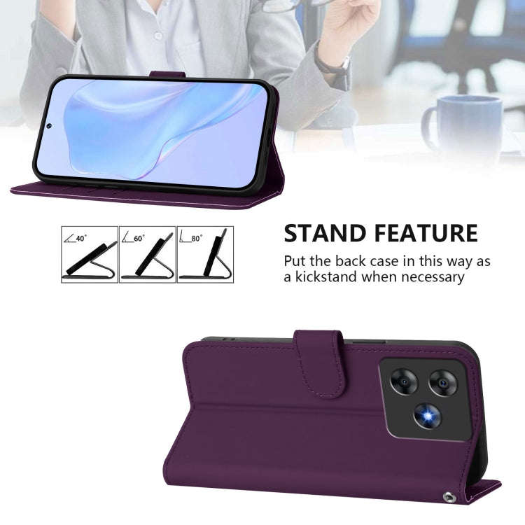 For Blackview Wave 8C Skin Feel Solid Color Leather Phone Case with Lanyard(Violet)
