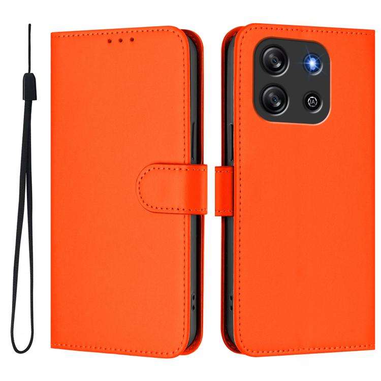 For Blackview Oscal Flat 1C Skin Feel Solid Color Leather Phone Case with Lanyard(Orange)