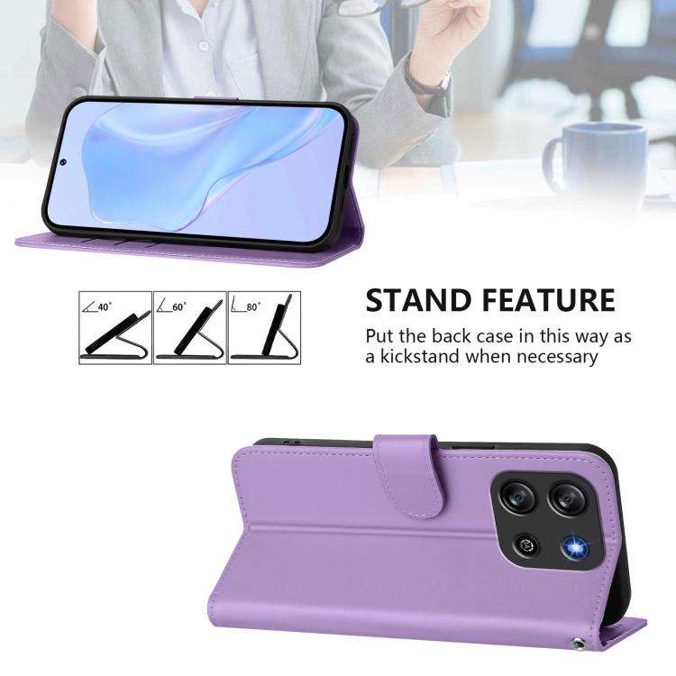 For Blackview Oscal Flat 1C Skin Feel Solid Color Leather Phone Case with Lanyard(Lavender Purple)
