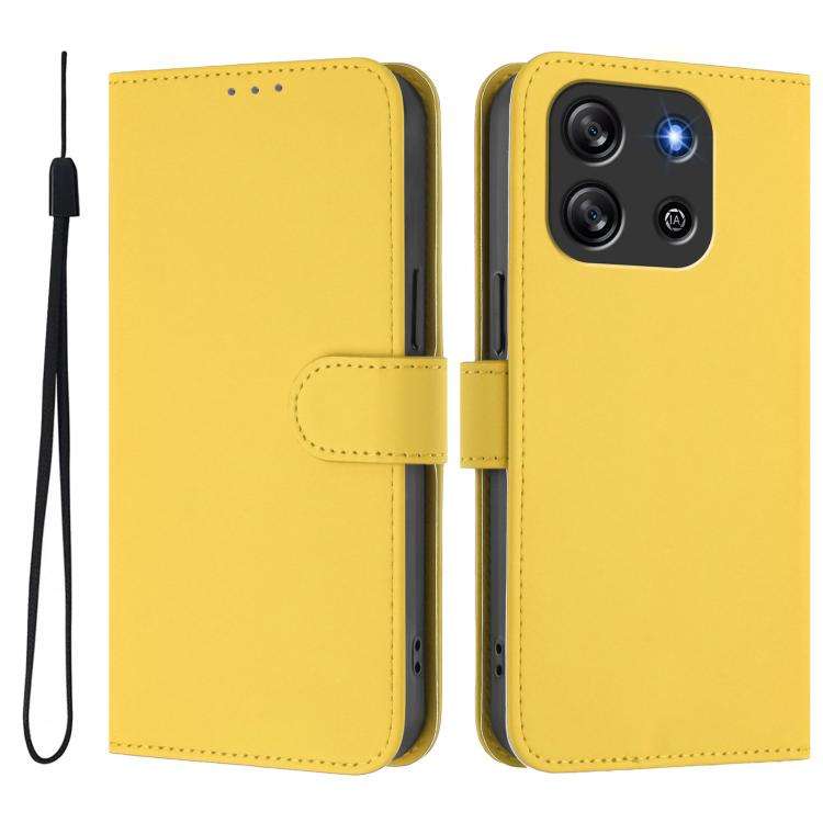 For Blackview Oscal Flat 1C Skin Feel Solid Color Leather Phone Case with Lanyard(Lemon Yellow)