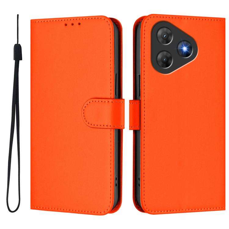 For Blackview Oscal Flat 2 / 2C Skin Feel Solid Color Leather Phone Case with Lanyard(Orange)