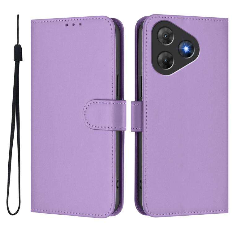 For Blackview Oscal Flat 2 / 2C Skin Feel Solid Color Leather Phone Case with Lanyard(Lavender Pu...