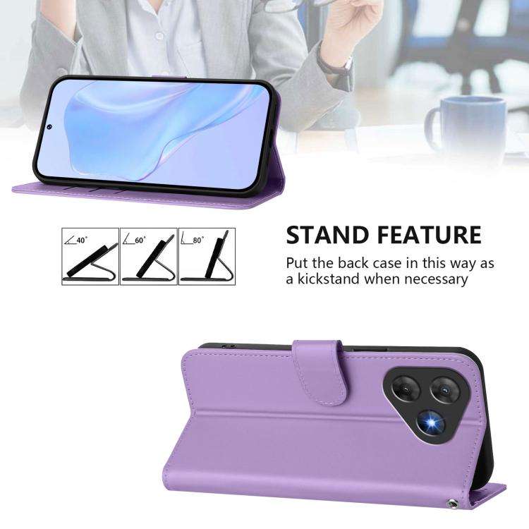 For Blackview Oscal Flat 2 / 2C Skin Feel Solid Color Leather Phone Case with Lanyard(Lavender Pu...