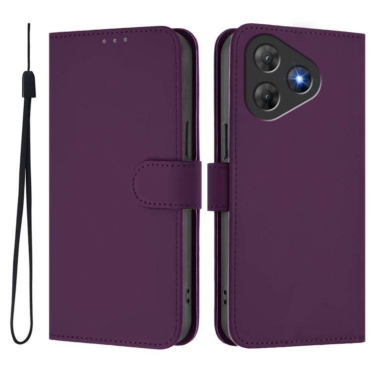 For Blackview Oscal Flat 2 / 2C Skin Feel Solid Color Leather Phone Case with Lanyard(Violet)