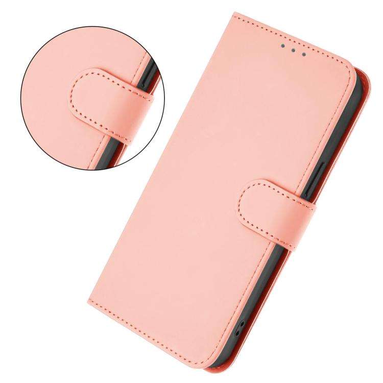 For Blackview Wave 7C Skin Feel Solid Color Leather Phone Case with Lanyard(Pink)
