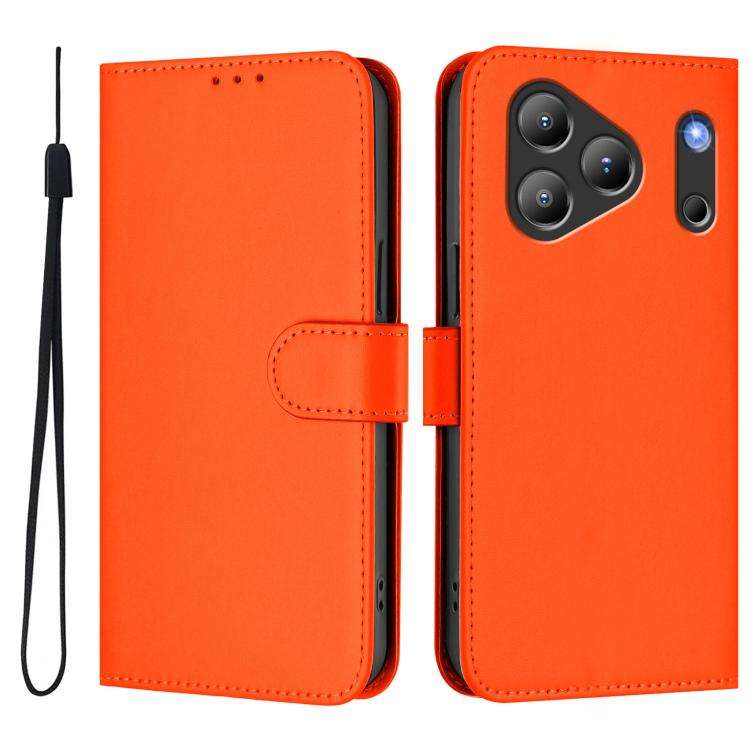 For Blackview Wave 7C Skin Feel Solid Color Leather Phone Case with Lanyard(Orange)