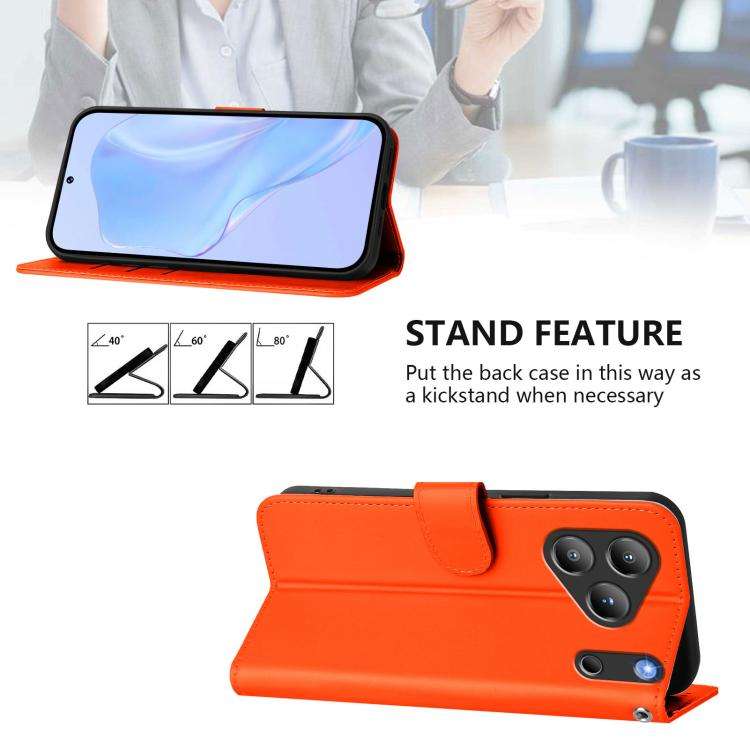 For Blackview Wave 7C Skin Feel Solid Color Leather Phone Case with Lanyard(Orange)