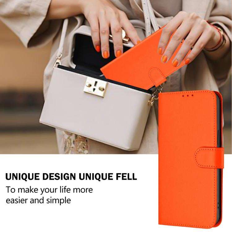 For Blackview Wave 7C Skin Feel Solid Color Leather Phone Case with Lanyard(Orange)