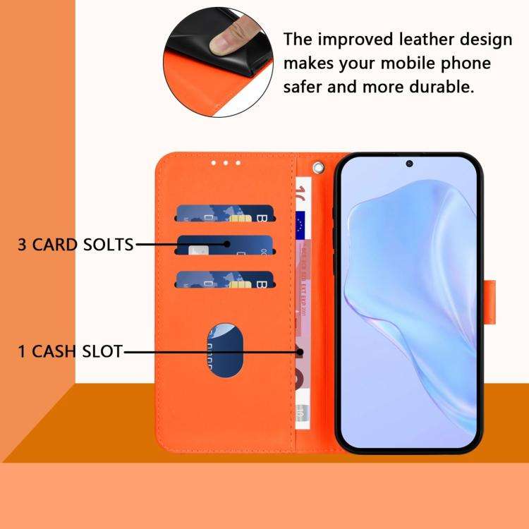 For Blackview Wave 7C Skin Feel Solid Color Leather Phone Case with Lanyard(Orange)