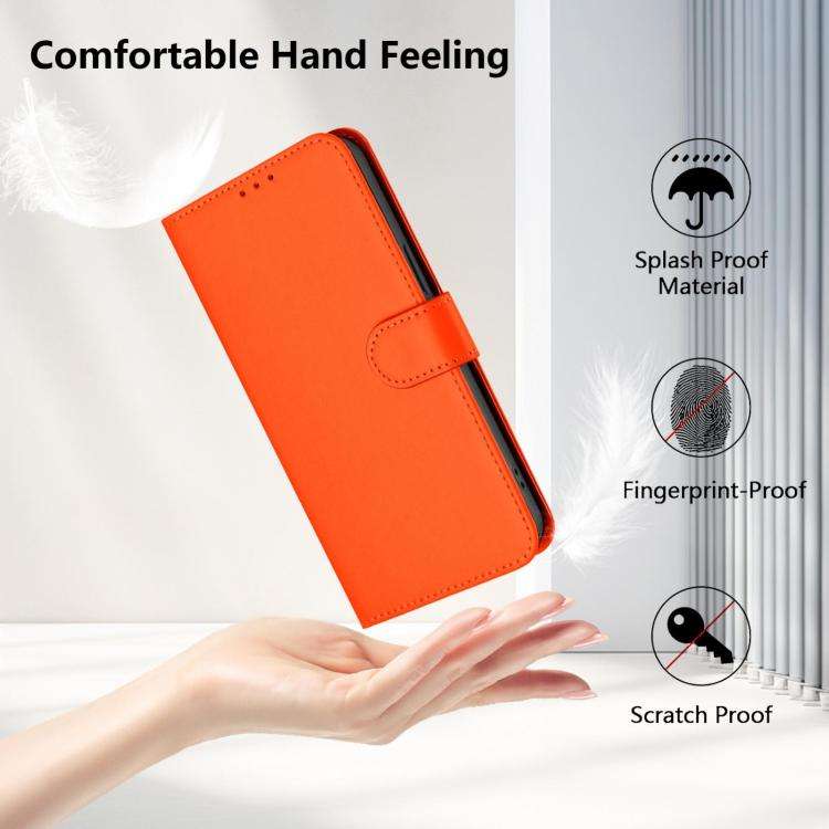 For Blackview Wave 7C Skin Feel Solid Color Leather Phone Case with Lanyard(Orange)