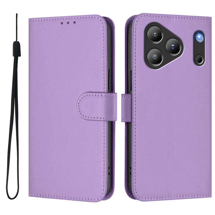 For Blackview Wave 7C Skin Feel Solid Color Leather Phone Case with Lanyard(Lavender Purple)