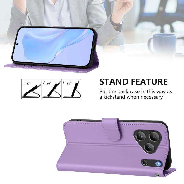 For Blackview Wave 7C Skin Feel Solid Color Leather Phone Case with Lanyard(Lavender Purple)