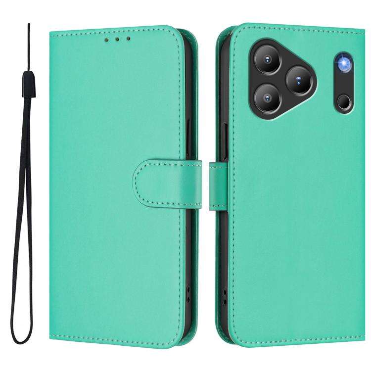 For Blackview Wave 7C Skin Feel Solid Color Leather Phone Case with Lanyard(Green)