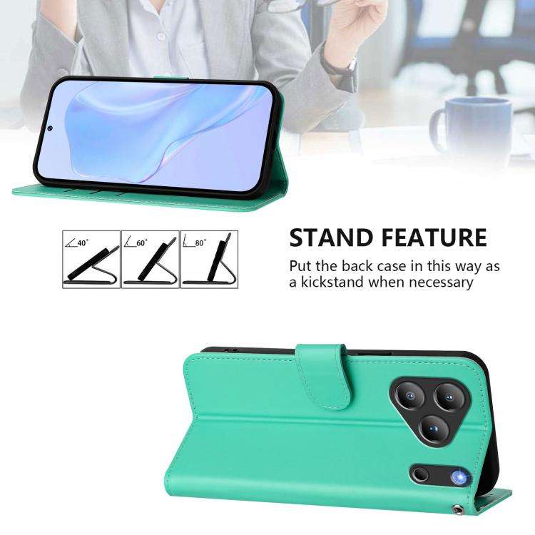 For Blackview Wave 7C Skin Feel Solid Color Leather Phone Case with Lanyard(Green)