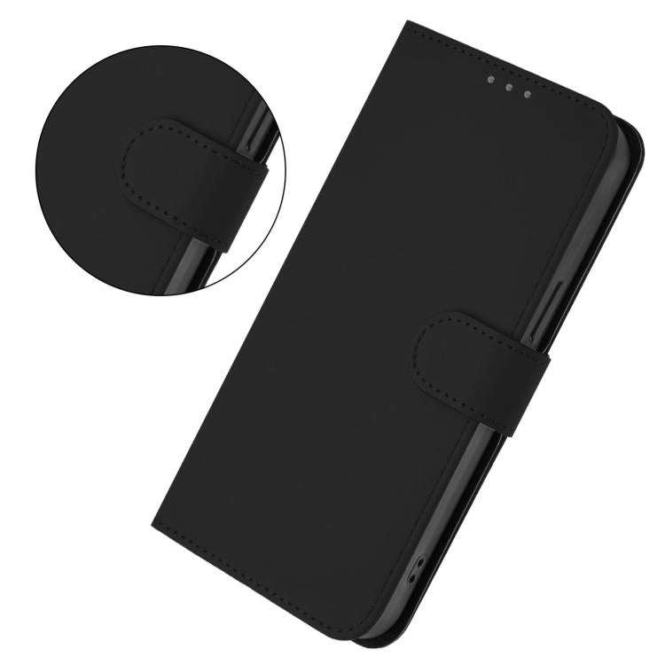 For Blackview Wave 7C Skin Feel Solid Color Leather Phone Case with Lanyard(Black)