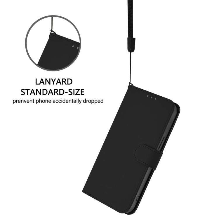 For Blackview Wave 7C Skin Feel Solid Color Leather Phone Case with Lanyard(Black)
