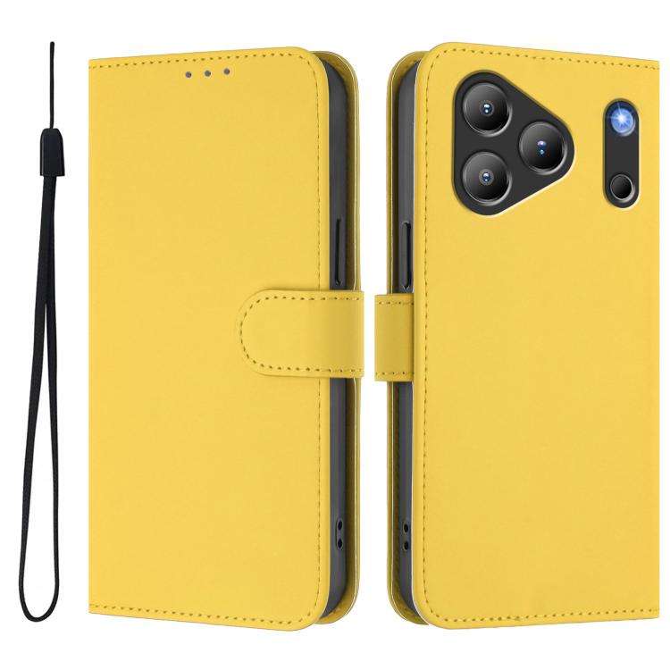 For Blackview Wave 7C Skin Feel Solid Color Leather Phone Case with Lanyard(Lemon Yellow)