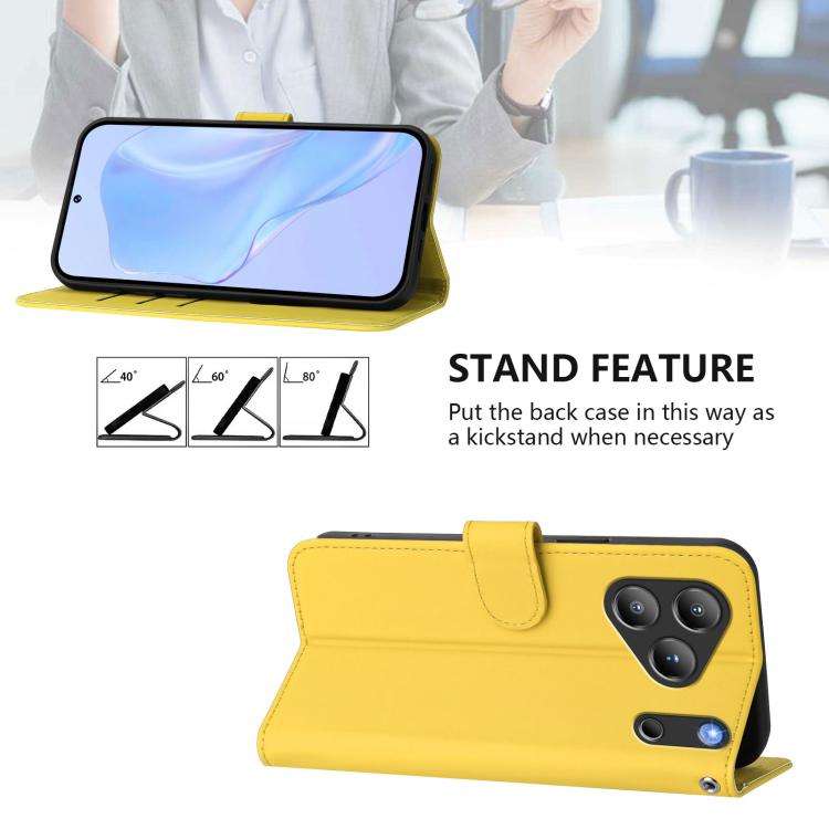 For Blackview Wave 7C Skin Feel Solid Color Leather Phone Case with Lanyard(Lemon Yellow)