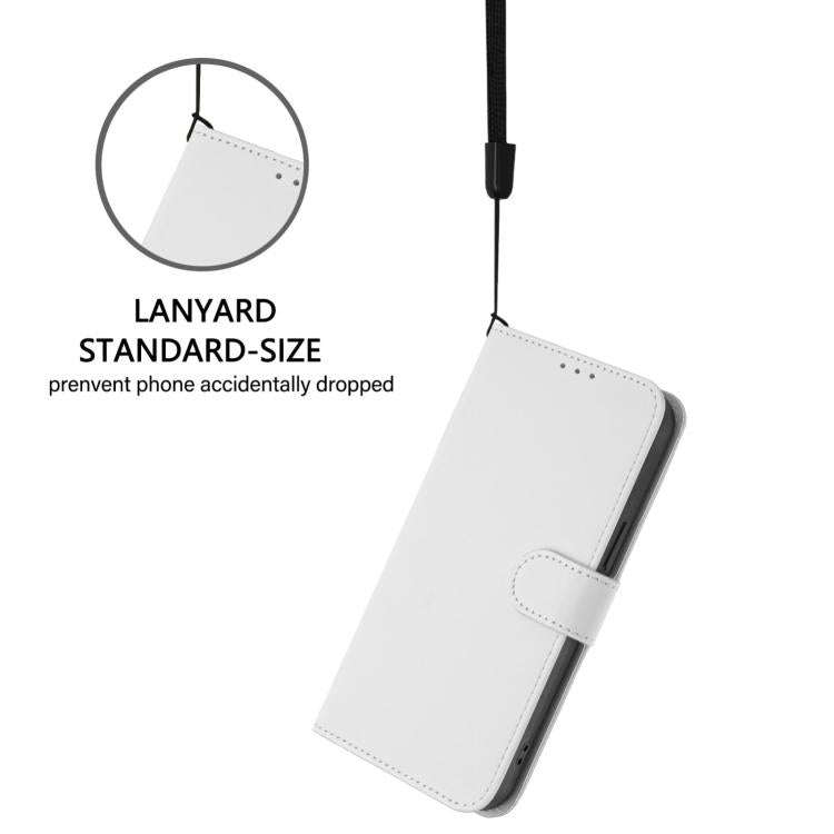 For Blackview Wave 7C Skin Feel Solid Color Leather Phone Case with Lanyard(White)