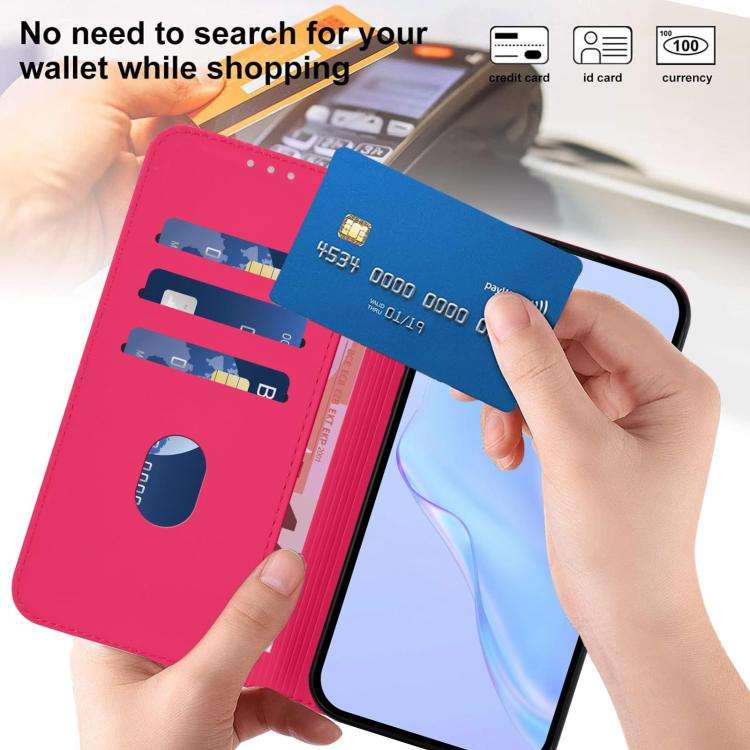 For Blackview Wave 7C Skin Feel Solid Color Leather Phone Case with Lanyard(Rose Red)