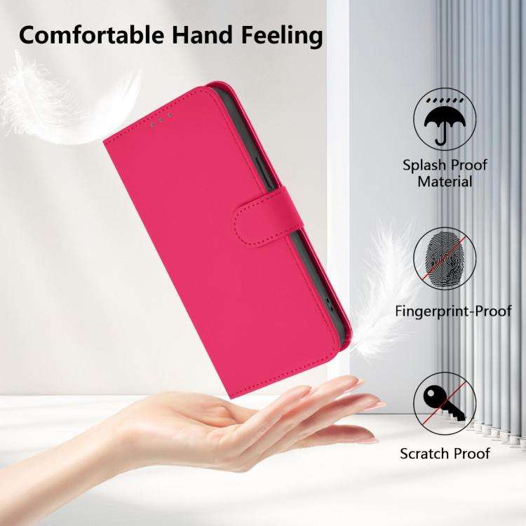 For Blackview Wave 7C Skin Feel Solid Color Leather Phone Case with Lanyard(Rose Red)
