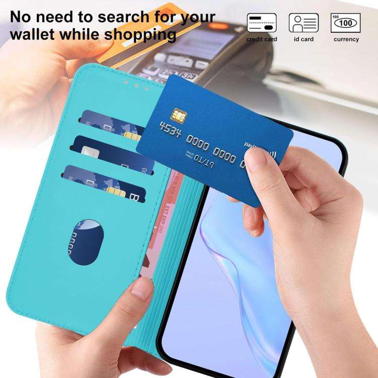 For Blackview Wave 7C Skin Feel Solid Color Leather Phone Case with Lanyard(Lake Blue)